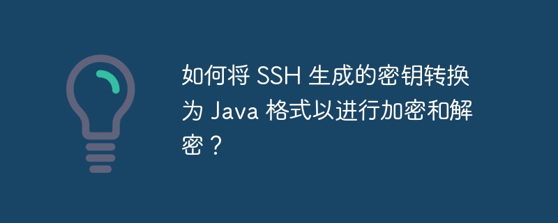 如何将 SSH 生成的密钥转换为 Java 格式以进行加密和解密？