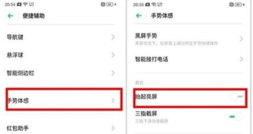 oppoReno Ace中抬手亮屏的使用方法截图