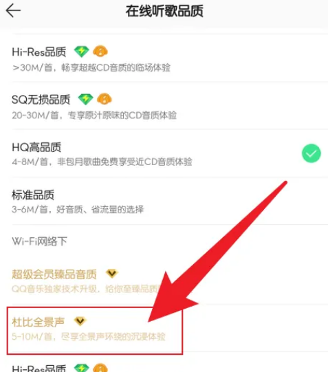 QQ音乐如何设置杜比全景声?QQ音乐设置杜比全景声教程截图