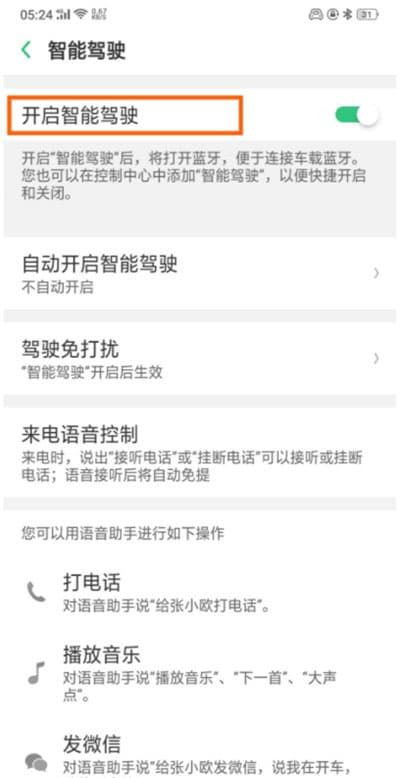 oppo手机中打开智能驾驶功能的详细讲解截图