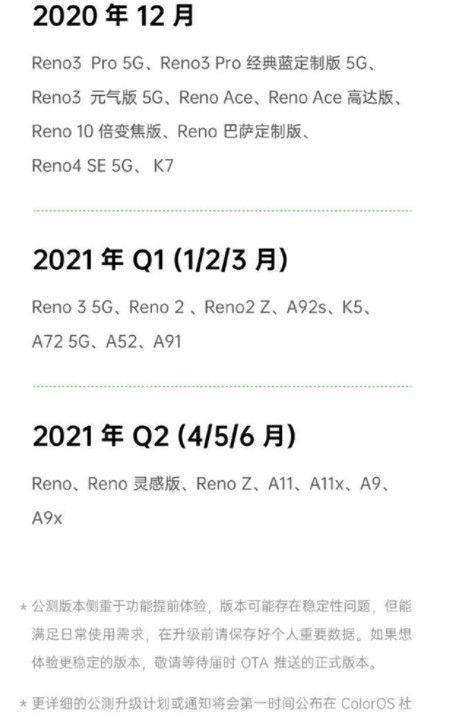 coloros11适配名单有哪些?coloros11适配机型与升级计划一览截图