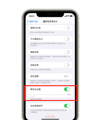 iOS15深色模式怎样调整亮度？iOS15降低白点值方法介绍截图