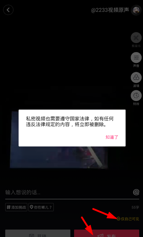 抖音app发布隐私作品的详细操作截图