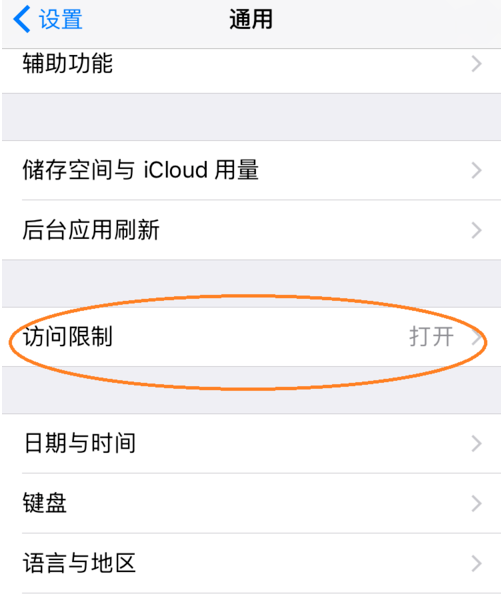 开启iPhone手机访问限制功能的具体操作截图