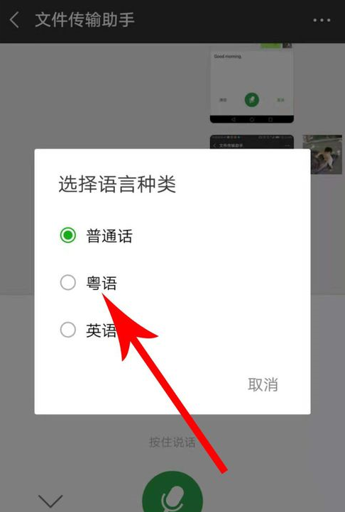 微信APP把语音切换粤语的操作过程截图