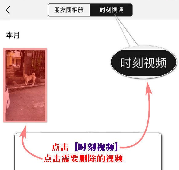 微信APP删除时刻视频的图文操作截图
