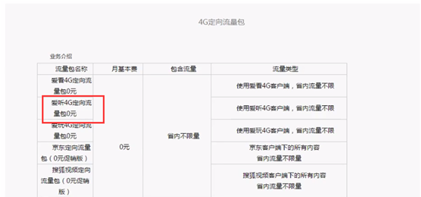 爱听4g定向流量包介绍截图