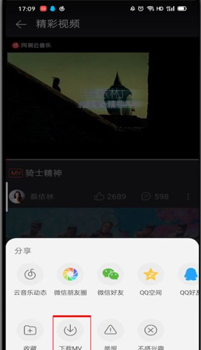 网易云音乐里下载mv的方法教程截图