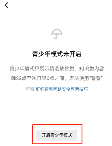 钉钉如何开启青少年模式?钉钉开启青少年模式的方法截图