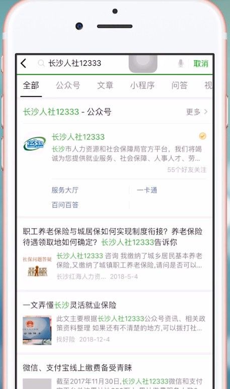 微信查询养老保险的操作步骤截图