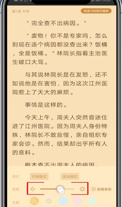 疯读小说中调节亮度的简单步骤截图