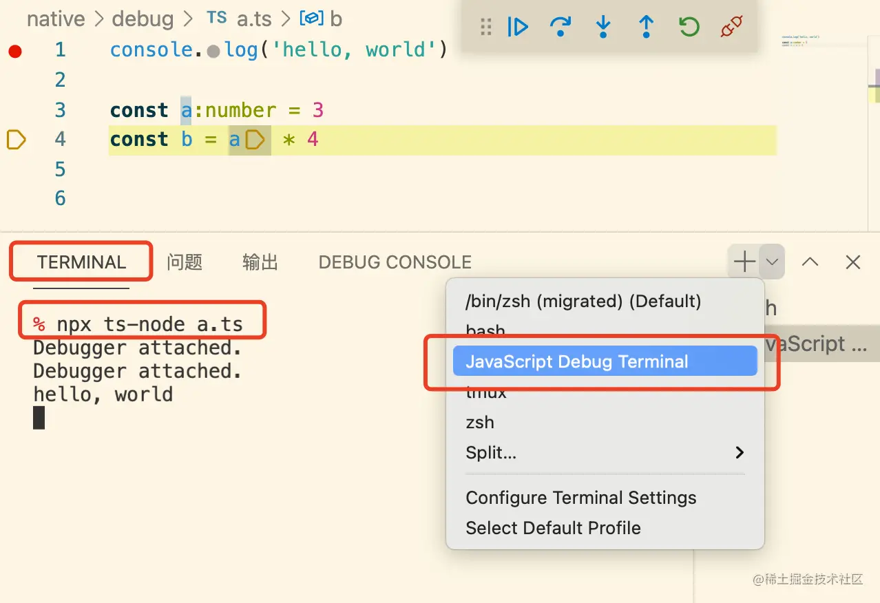 Javascript Debug Terminal