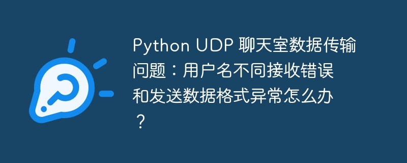 Python UDP 聊天室数据传输问题：用户名不同接收错误和发送数据格式异常怎么办？