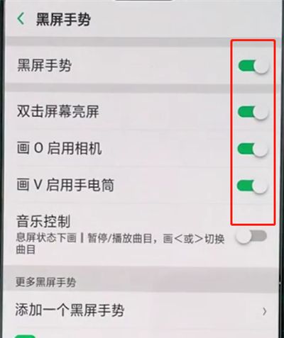 oppo A9设置黑屏手势的简单操作截图