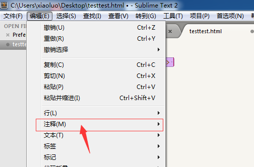 sublime代码添加注释的图文讲解截图