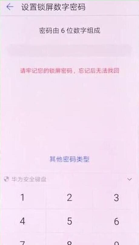 华为畅享9s设置锁屏密码的操作步骤截图