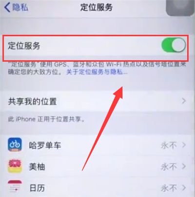 iphone6plus中开启定位的简单步骤截图