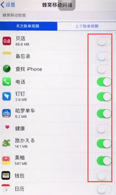 苹果6plus关闭APP使用移动数据的操作方法截图