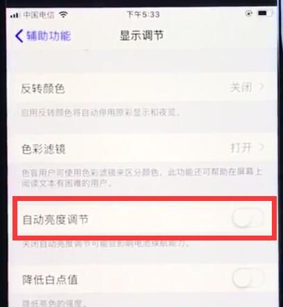 ios12关闭自动亮度调节的操作方法截图