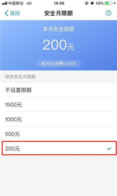 苹果手机更改支付宝免密额度的具体操作截图