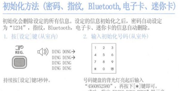 三星p718指纹锁进行初始化的简单教程截图