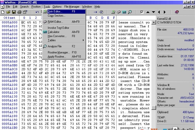 WinHex16进制编辑器