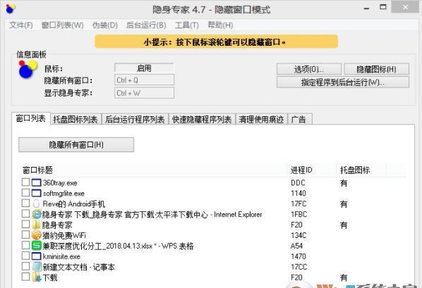 隐身专家下载_隐身专家（窗口隐藏软件）v4.7破解版