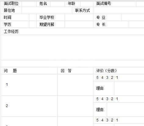 招聘面试登记表下载|招聘面试登记表模板