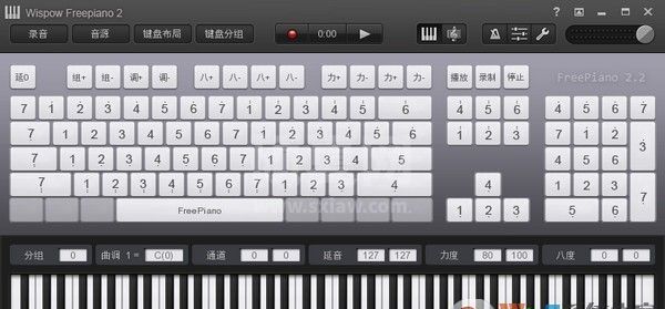 电脑弹钢琴软件Wispow Freepiano(键盘钢琴软件)v2.2.1中文绿色版