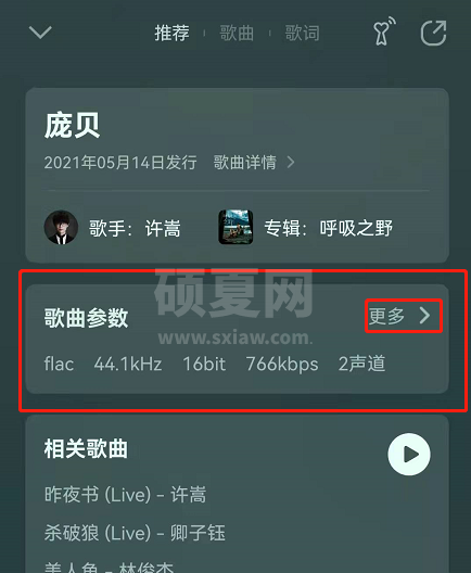 QQ音乐歌曲参数怎么看？QQ音乐歌曲参数查看方法截图