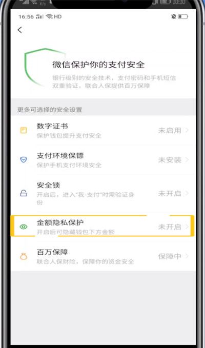 微信钱包中设置密码不让别人看到的方法教程截图