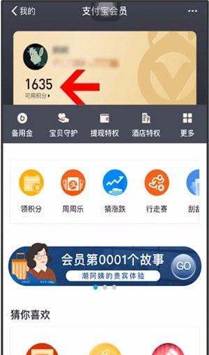 在支付宝里使用积分的操作过程截图