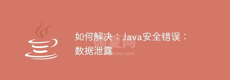 如何解决：Java安全错误：数据泄露