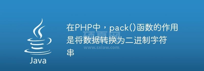 在PHP中，pack()函数的作用是将数据转换为二进制字符串