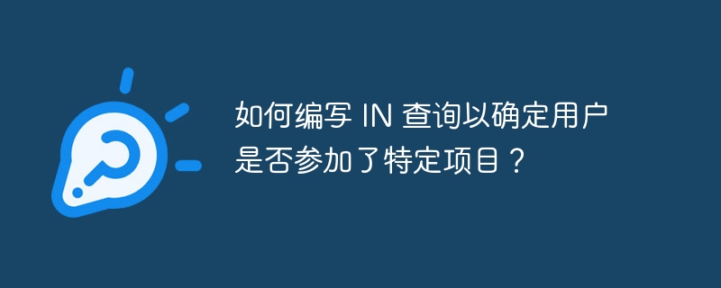 如何编写 IN 查询以确定用户是否参加了特定项目？