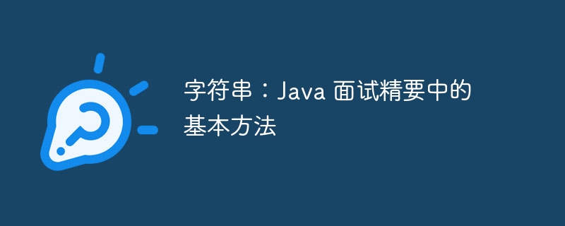 字符串：Java 面试精要中的基本方法