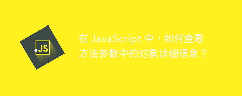 在 JavaScript 中，如何查看方法参数中的对象详细信息？